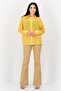 Women Spread Collar Solid Long Sleeves Blouse, Mustard - 3