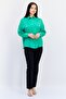 Women Spread Collar Long Sleeves Solid Shirt, Green - 3