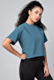 Comfort Fit Active Crop Top in Deep Sea Blue - 3