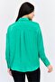 Women Spread Collar Long Sleeves Solid Shirt, Green - 4
