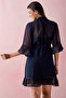 Chic Basic Robe in Navy - Lace & Georgette - 3