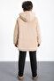 Cream Zippered Chest Pocketed Boys' Hooded Coat with Fur Inside 21358 - 6