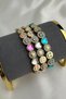 Special Series Gold Color Smiling Face Heart Detail Stone Rubber Bracelet - 6