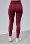Women's Ribbed Skinny High Waist Push-Up Burgundy Leggings - 6