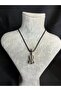 Leather Drawstring Necklace with Violin Figure