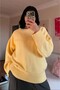 Women's Crew Neck Butter Yellow Oversized Knitwear Sweater Fmoda1972 - 2