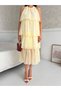 Yellow Ruffle Halter Neck Chiffon Midi Dress - 4
