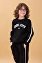 Boy's Appliqued Raised Crew Neck Double College Suit - Black