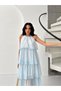 Blue Ruffle Halter Neck Chiffon Midi Dress - 4