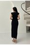 Black Sun Buckle Detailed Padded Dress - 5