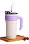 Insulated Tumbler with Handle and Straw Lid, Stainless Steel Coffee Mug Portable Coffee Tumbl