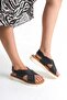 Rony Black Genuine Leather Women's Cross Sandals - 3