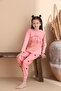 Dark Salmon Heart Pattern Cotton Knitted Long Sleeve Children's Pajamas Set - 3