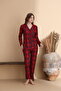 Plaid Pattern Suede Knitted Long Sleeve Mother-Daughter Buttoned Pajama Set - 4