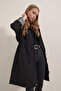 Women's Zippered Trench Coat Black 1192 - 4