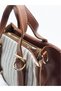 Women's Two Handle Linen Cross Hand and Shoulder Bag - 3