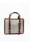 Women's Two Handle Linen Cross Hand and Shoulder Bag