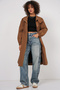 Women's Lined Long Trench Coat Brown 1199 - 3