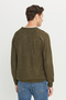 Men's Khaki Standard Fit Regular Cut Crew Neck Jacquard Knitwear Sweater - 5