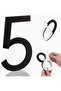 Wall - Door Number Size 15 cm - 3 mm Laser Cut Black Plexiglass Self Adhesive No -5 Five