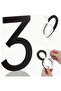 Wall - Door Number Size 15 cm - 3 mm Laser Cut Black Plexiglass Self Adhesive No -3 Three