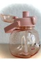 Pink Teddy Bear Figured Children's Water Bottle – 1000 ml Bpa-Free Plastic Bottle with Straw - 2