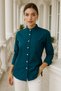 Women's Trendy Judge Collar Shirt - Design Stand Collar Pocket Detailed Shirt