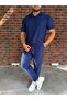 Men's Striped Polo Neck T-Shirt and Pants Combination - 3