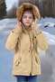Children's Waterproof Canvas Fabric Fur Winter Thick Coat - Durable and Machine Washable - 8