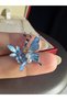 Women's Steel Necklace - Butterfly Blue Enamel Pearl Detail White Color, Women's Necklace - 4