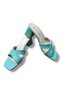 Water Green Genuine Skin Leather Heeled Women's Slippers - 8