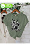 Gray Floral Design Printed Women's Cotton T-Shirt