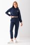 Women's Hooded California Embroidered Stopper Detailed Tracksuit Set Navy Blue - 2606 - 4