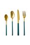 4-Piece Stainless Steel Cutlery Set Green/Gold