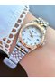Rose Gold & Silver White Dial Metal Band Women's Wrist Watch with Calendar - 2