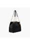 Textured Tote Bag with Button Closure and Chain Strap - 4