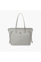 Monogram Print Tote Bag with Detachable Strap and Zip Closure