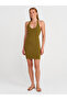 91508 Halter Neck Mini Dress-Dark Green - 4