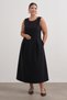 Plus Size Women's Pleated Sleeveless Pocket Long Black Dress