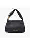 Solid Shoulder Bag with Knot Detail Handle and Button Closure