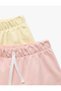 Cotton Elastic Waist Basic Bermuda Multicolor 2-Piece Shorts Set - 5