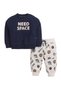 Baby Boys “Need Space” Fleece Tracksuit – Navy & Cream 2-Piece Set - 2