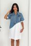 White Denim Collar and Pocket Detail Women's Loose Dress
