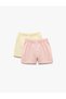 Cotton Elastic Waist Basic Bermuda Multicolor 2-Piece Shorts Set