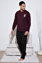 Plaid Regular Fit High Waist Pocket Crew Neck Pajama Set Men's Pajama Set 6574002