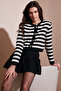 Striped Oversize Fit Crew Neck Button Crop Knitwear Cardigan Cardigan 4615567 - 3