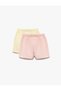 Cotton Elastic Waist Basic Bermuda Multicolor 2-Piece Shorts Set - 2