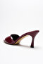 Women's Pointed Toe Open Heeled Slippers Leni Burgundy Patent Leather - 4