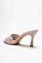 Women's Pointed Toe Open Heeled Slippers Leni Beige Patent Leather - 4