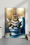 1 Piece Cat Reading Newspaper in the Sink Themed Wooden Look Mdf Table - 2